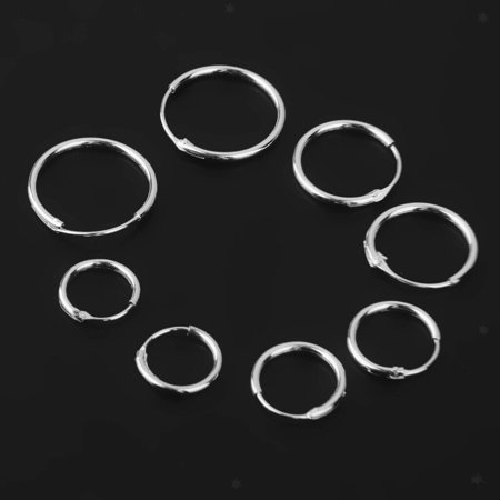 4 Pairs 925 Sterling Silver Endless Sleeper Loop Earrings 8 10 12 14Mm Kit
