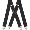 thumbnail image 1 of SURJDE Pantalon à Bretelles pour Hommes avec Bretelles Réglables 2 Pouces de Large 4 Clips Robustes pour Hommes Style X, 1 of 7