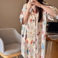 thumbnail image 2 of Camisones con estampado de dibujos animados para mujer, falda de noche de satén de seda sintética, ropa de dormir de verano, 2024, 2 of 5