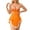 Orange, variant on Women Lace Lingerie, Sexy Bow Mesh Sheer Babydoll V - Neck Mini Chemises Negligees with G - String
