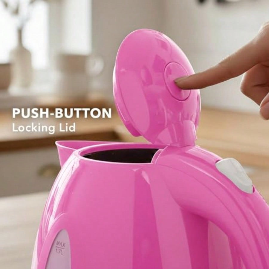 Electric Kettle 1.7L Fast Boiling Water Heater for Coffee or Tea with Water Level Gauge Auto Shut-Off Boil-Dry Protection Indicator Light and Removable Filter Pink KP72P