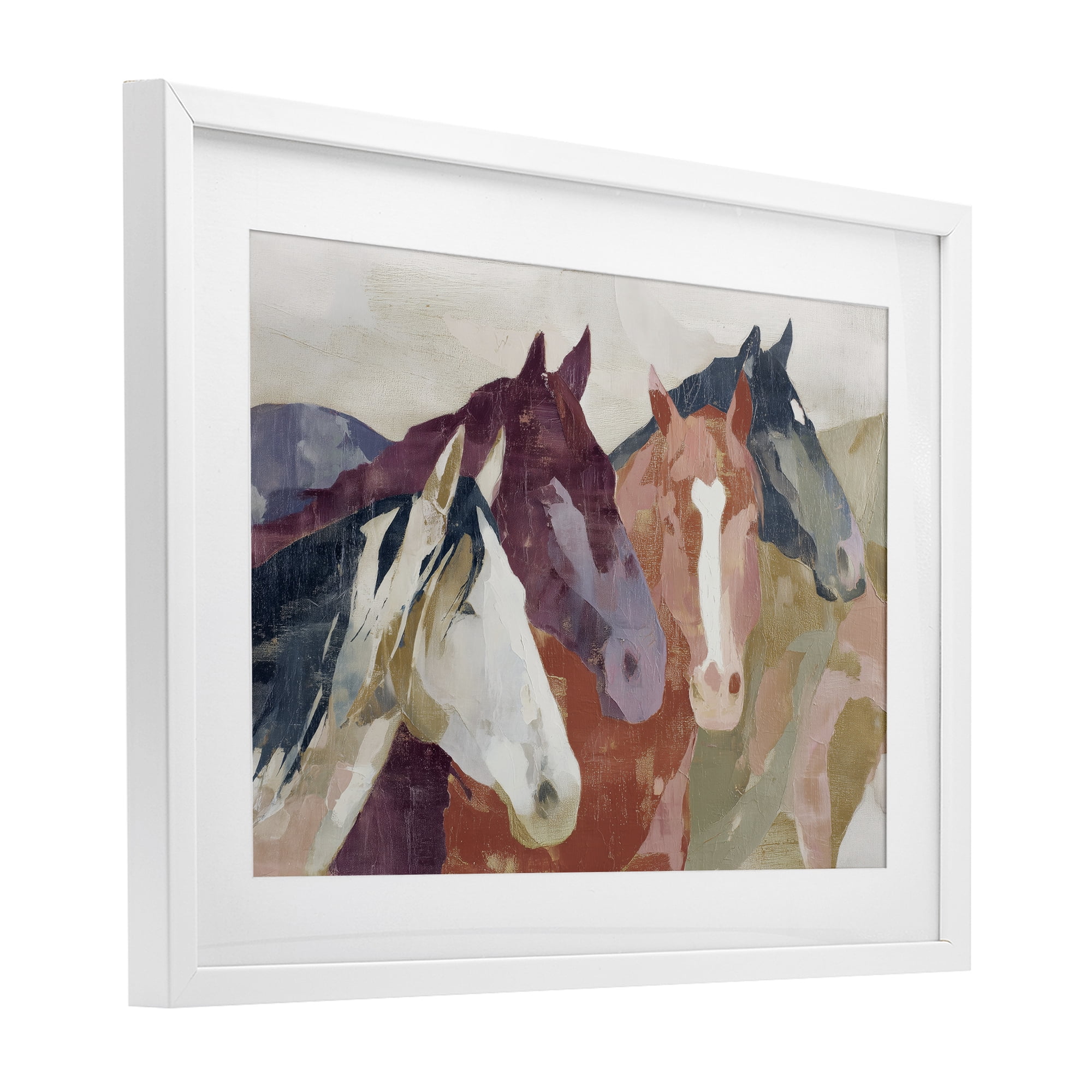 Stupell Industries Calm Horses Abstraction White Framed Print Under Glass, design by Chromatic Storm Studio