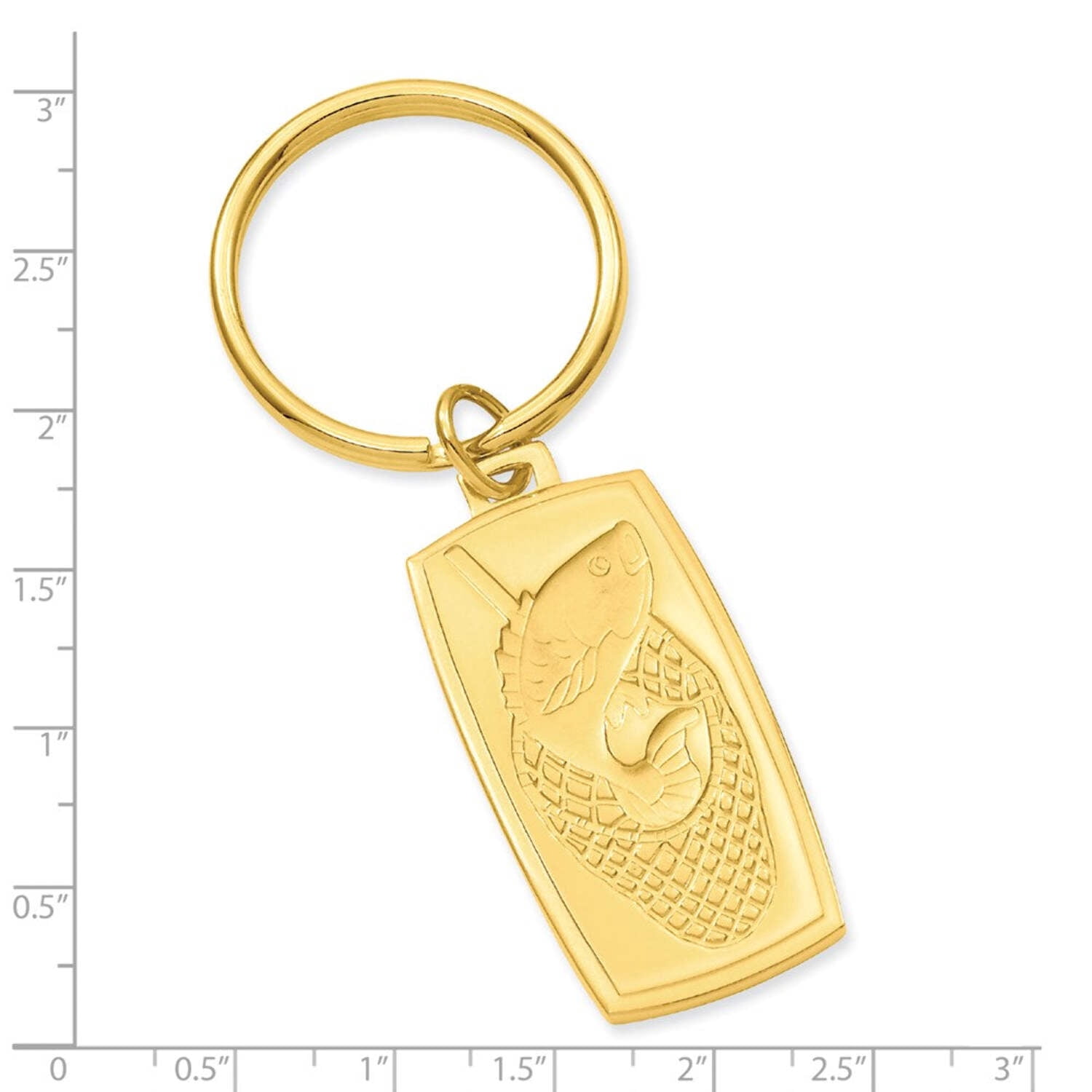 Gold-plated Fish in Net Key Ring Size