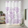 thumbnail image 6 of No Hook Shower Curtain, Purple Gray Coral Coastal Shower Curtains for Bathroom with See Through Top Window, Summer Beach Seaside Nautical Waterproof & Washable Bath Curtain Extra Long 72"x84", 6 of 9