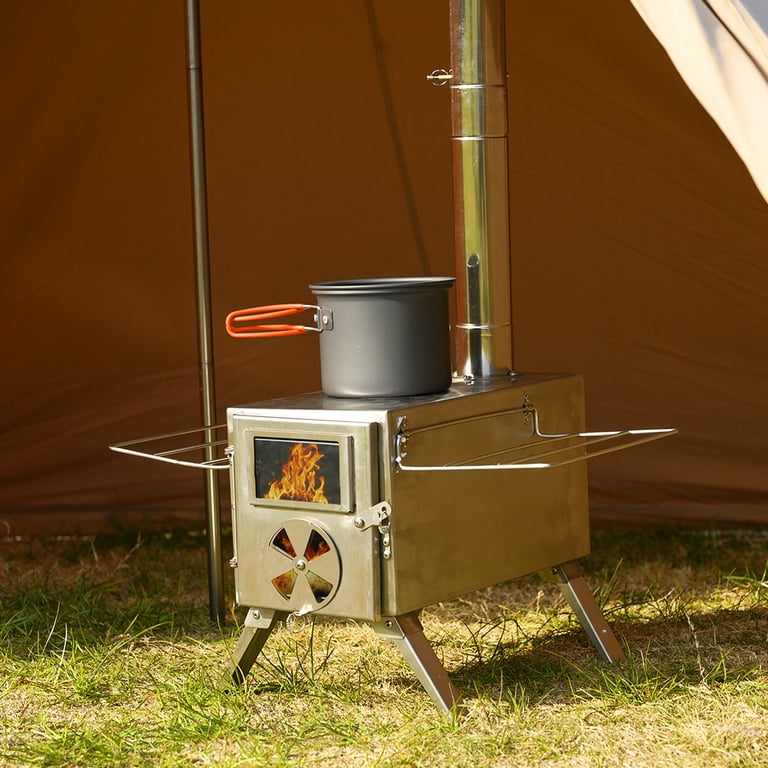 TOMOUNT Hot Tent Stove With 7 Chimney Pipes - 304 Stainless Steel Wood Burning Stove For Camping Heating & Cooking