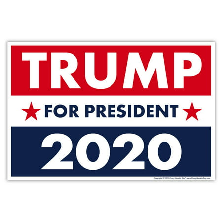Political Campaign Yard Sign w/Stake - Donald Trump For President 2020 (Red, White, Blue) - 18