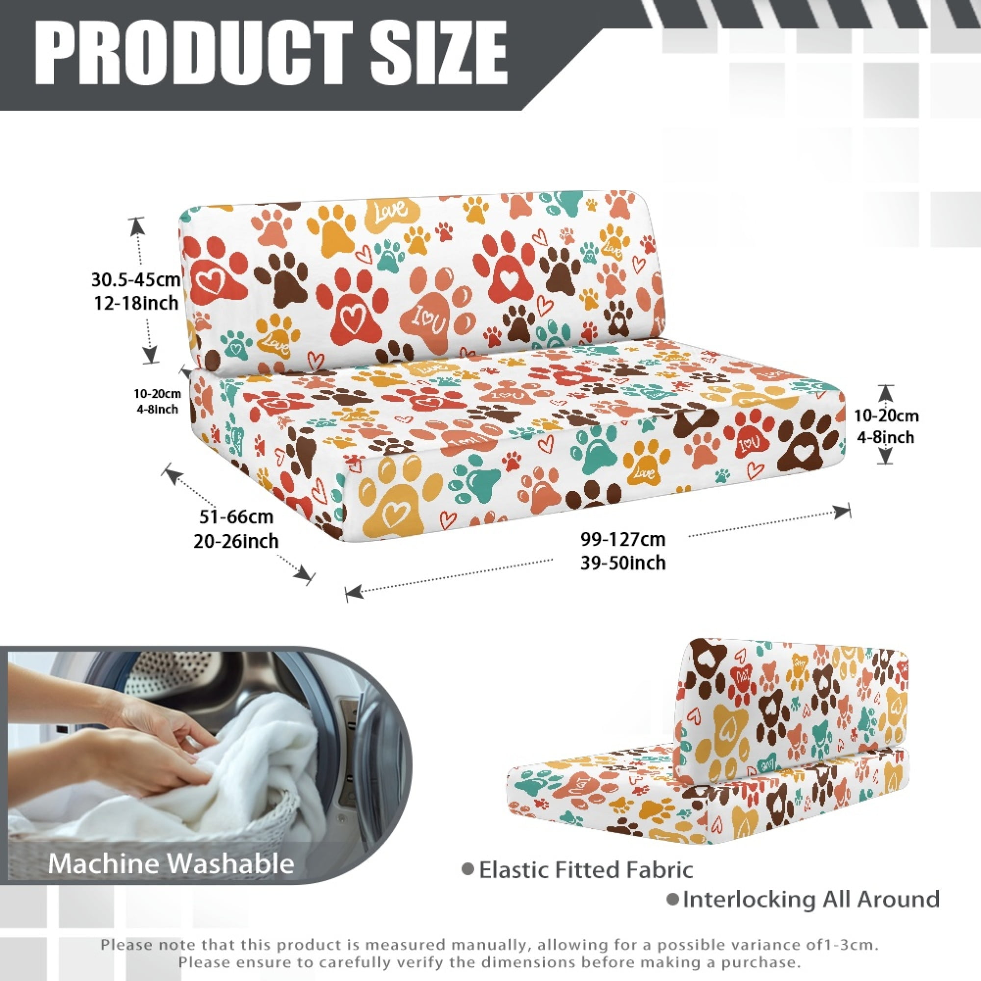Yuyamidu Cute Dog Paw RV Dinette Cushion Slipcover Cute RV Couch Covers for Sofa Comfortable RV Dinette Seat Covers 2 Pcs Camper RV Sofa Cushions RV Accessory