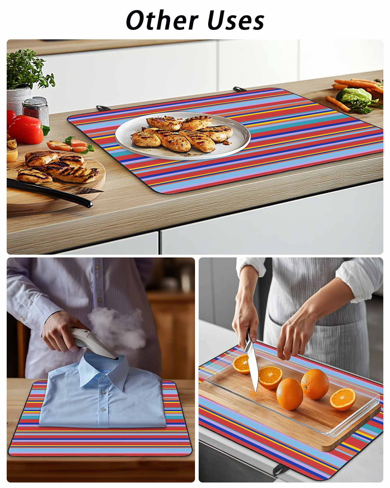 Stove Top Covers for Electric Stove, Rainbow Striped Glass Stovetop Cover Protector, Red Blue Yellow Geometric Abstract Induction Cooktop Protector Oven Mat for Kitchen Countertop 24"x21"