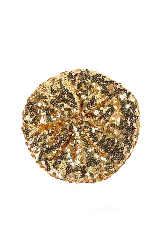 Women Carnival Fashion Sparkling Sequins Beret Colorful Cap Nightclub Dress Hat for Stylish Ladies Gold