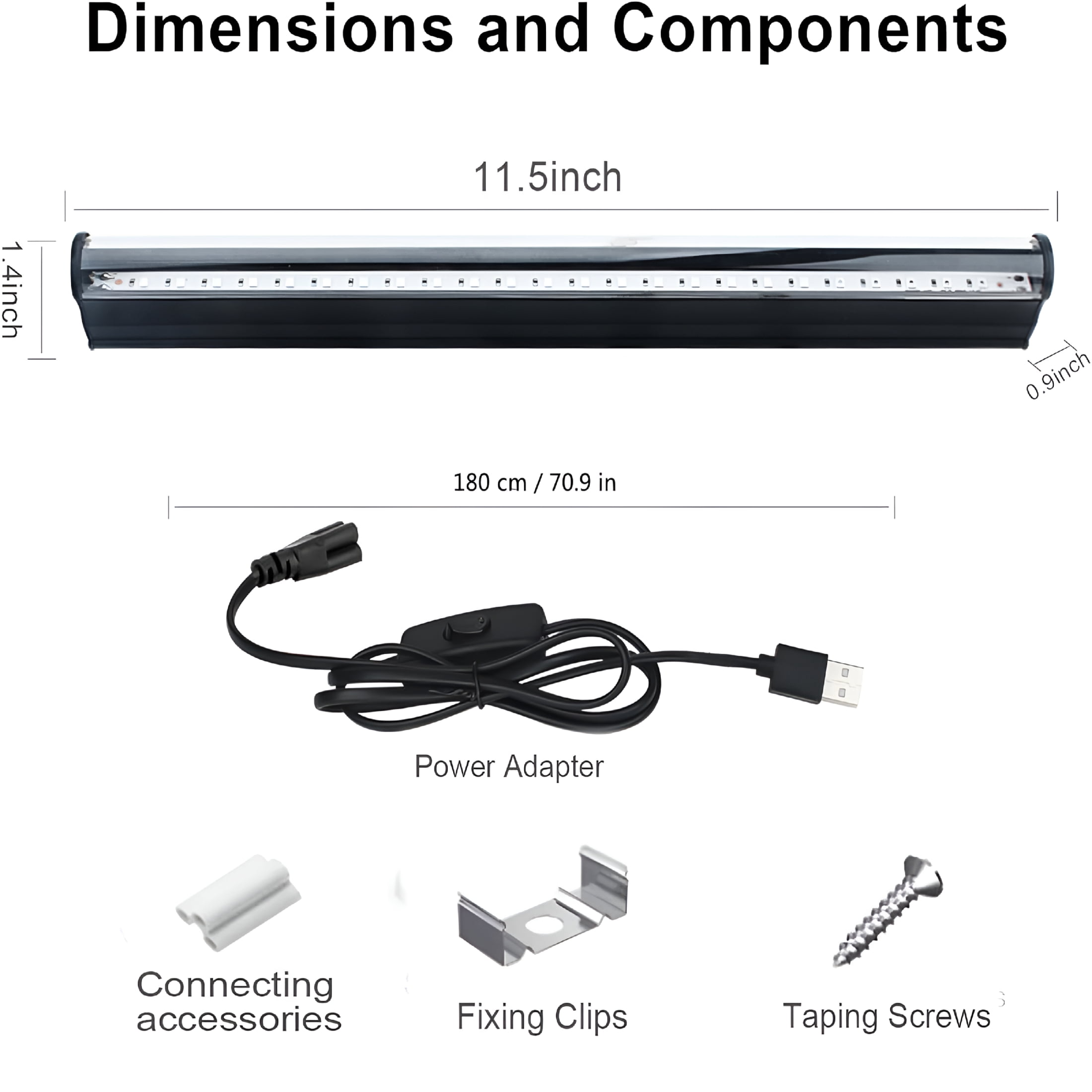 HBMYN 5W Led Blacklight Strip Lights with Usb Power 2 Pack Black Light Bar