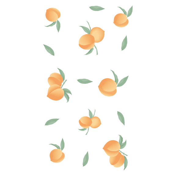 Falling Peaches Artwork Design Vinyl Wall Decal - Collection of Sweet Peach Fruits with Stems for Living Room Wall Decoration - 20" x 37"