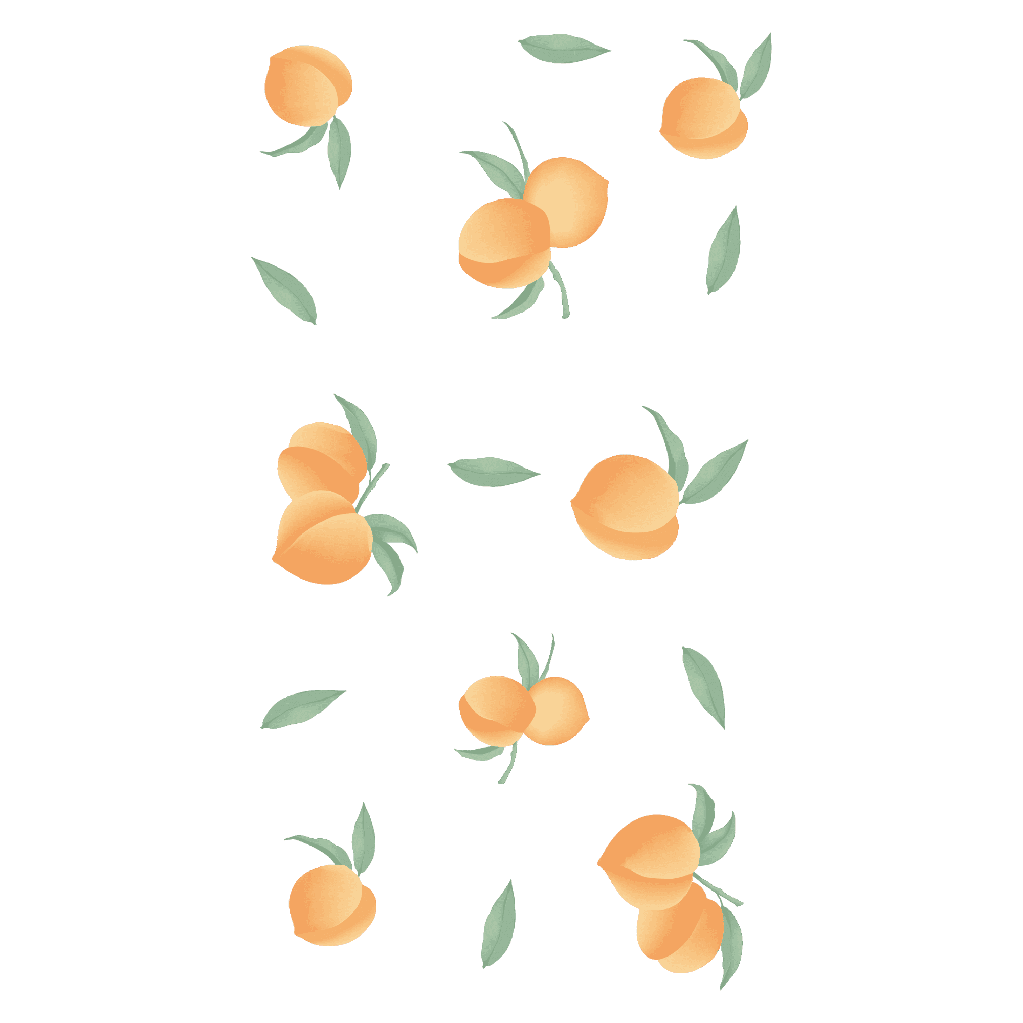 Falling Peaches Artwork Design Vinyl Wall Decal - Collection of Sweet Peach Fruits with Stems for Living Room Wall Decoration - 20" x 37"