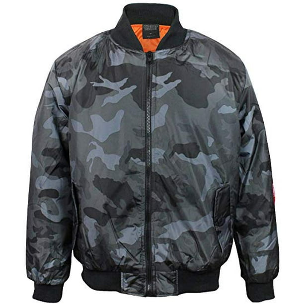 Original Deluxe Men'S Zip Up Military Pilot Army Bomber Jacket Grey ...