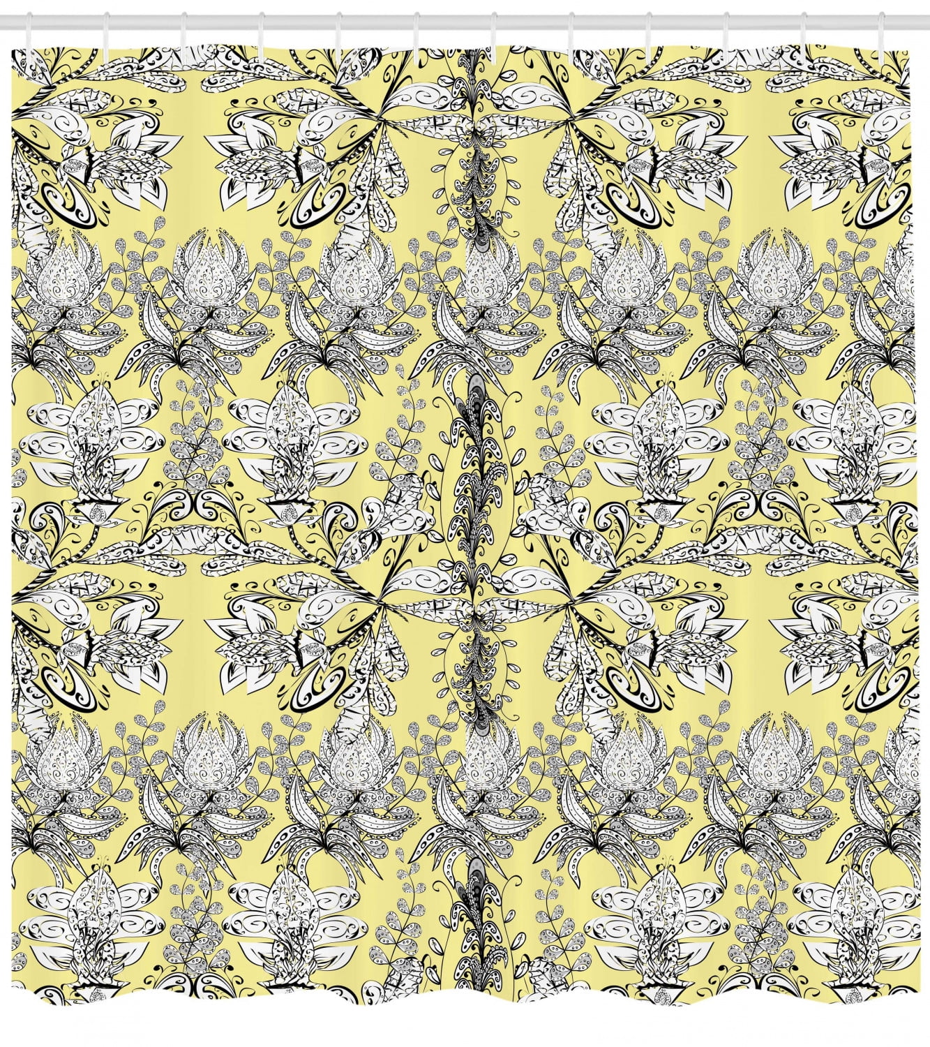 black and yellow shower curtain
