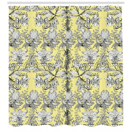 Grey And Yellow Shower Curtain Ethnic Tribal Bohem Design With