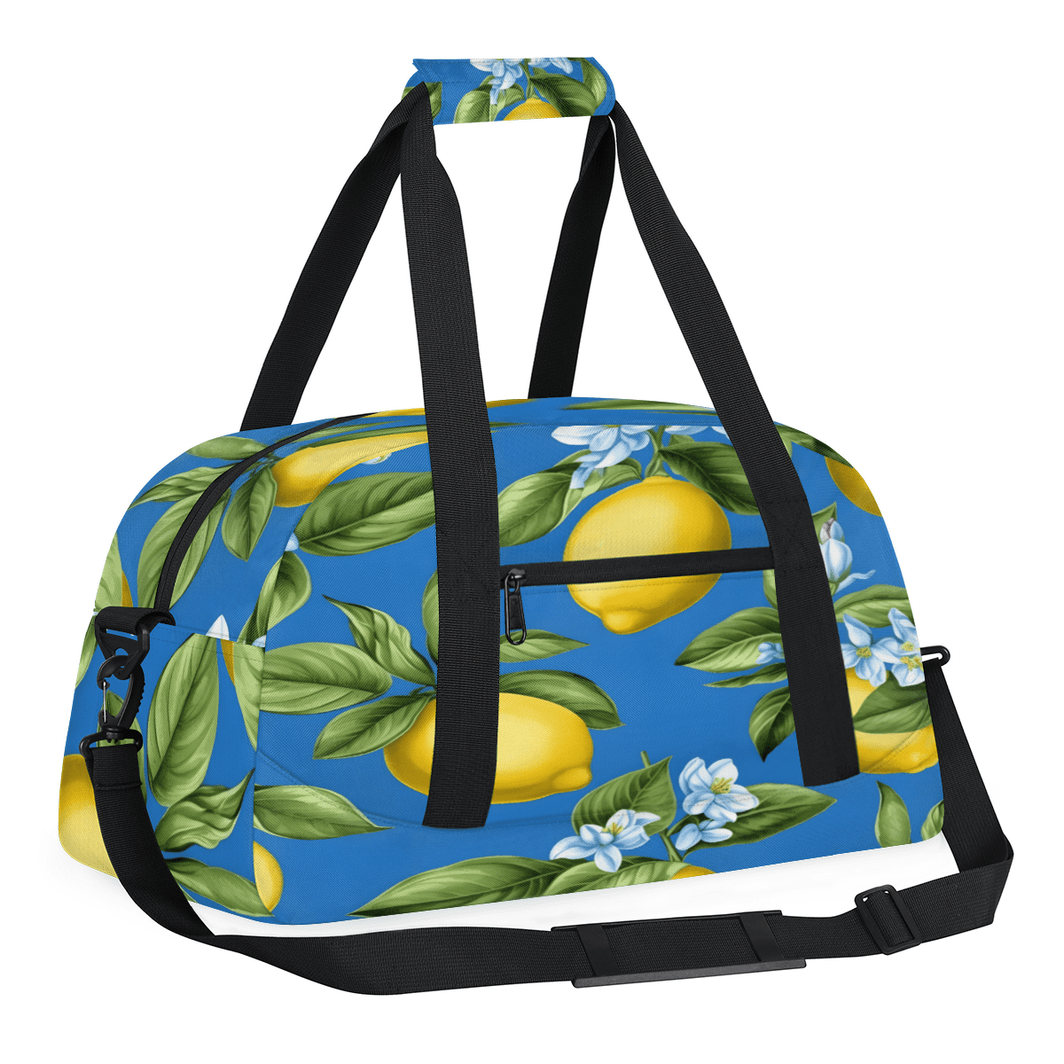 Herdesigns Green Yellow Lemon Sports Duffle Bag for Women & Men, Fruit Gym Bag Dance Bag Overnight Bag Carry On Weekender Travel Bag