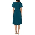 thumbnail image 3 of INSPIRE CHIC Women's Dressy Casual Dress Ruffled Asymmetric Neck A-Line Midi Pleated Dresses XL Peacock Blue, 3 of 6