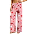 thumbnail image 5 of Hibeli Women Pajama Yoga Pants Stars Heart Printed Drawstring Elastic Waist Wide Leg Lounge Pants, 5 of 7
