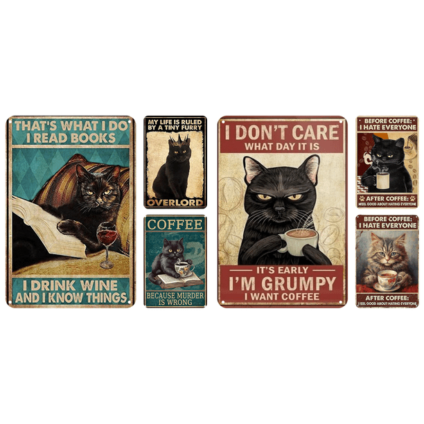 Placa Metal Vintage Gato Pintura Hierro Rectangular Bar para El Art20x30cm 3 Uds.