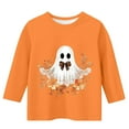 thumbnail image 4 of Feancey Cute Tops for Toddler Girls 3/4 Sleeve Halloween Shirts Teen Girl Casual Floral Ghost Print Graphic Tees Kids Funny T-Shirts Orange 5-6Years, 4 of 5