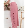 thumbnail image 6 of Niusricy Women Casual Verstile Pants Elastic Waist Trousers Slit Tie-up Plaid Sweatpants Ladies Loose Going Out Pants Bottom Fashion Vintage Cute Clothes Streetwear for Teen Girls Daily, 6 of 7