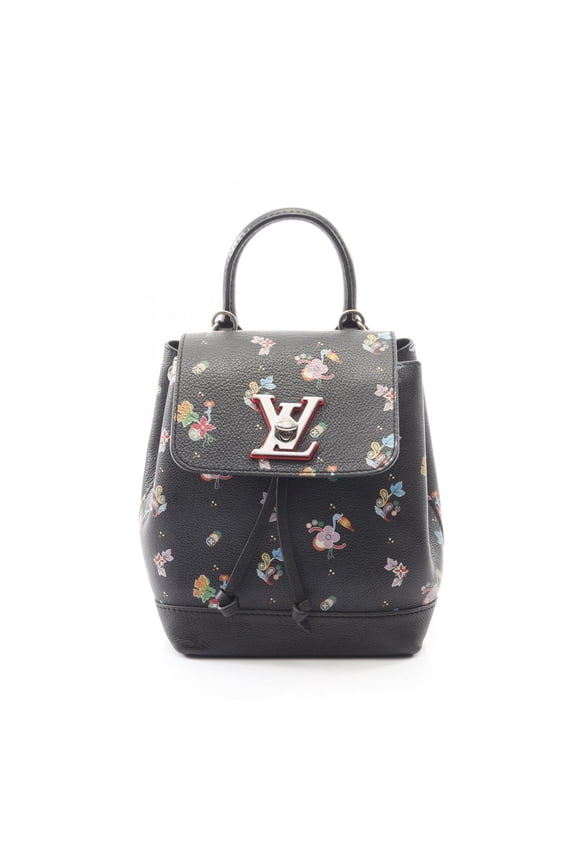 Pre-Owned Louis Vuitton Lockme Backpack Mini Rucksack Handbag Leather Calfskin Women's Black...