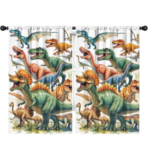 Blackout Kids Curtains,Cute Dinosaur Pattern Childrens Insulated Curtains Set Of 2,Bedroom Essentials,Toddler Room Decor 52x84in(132x213cm)