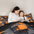 thumbnail image 5 of Homewish Chic Orange Square Bedding Comforter Set for Adult, Futuristic Abstract Ombre Twin Comforter Sets, Modern Fashion Reversible Bedding Set, Lightweight Room Decor, 2-Piece, 5 of 8