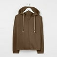 thumbnail image 3 of Fnooota Womens Hooded Sweatshirts, Athletic Pullover V Neck Casual Fall Tops Brown Size M, 3 of 5