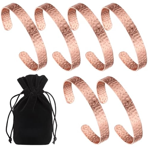 3 Pcs Copper Bracelets Copper Cuff Bracelets Adjustable Size Health Jewelry Gift for Men Women