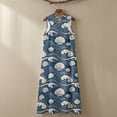 thumbnail image 5 of Xoenoiee Seashell Conch Wave Cloud Print Summer Dresses for Women 2026, Casual Sleeveless Crewneck Maxi Dress with Pockets, Lightweight Cotton Linen Beach Vacation Boho Sundress, L, 5 of 7