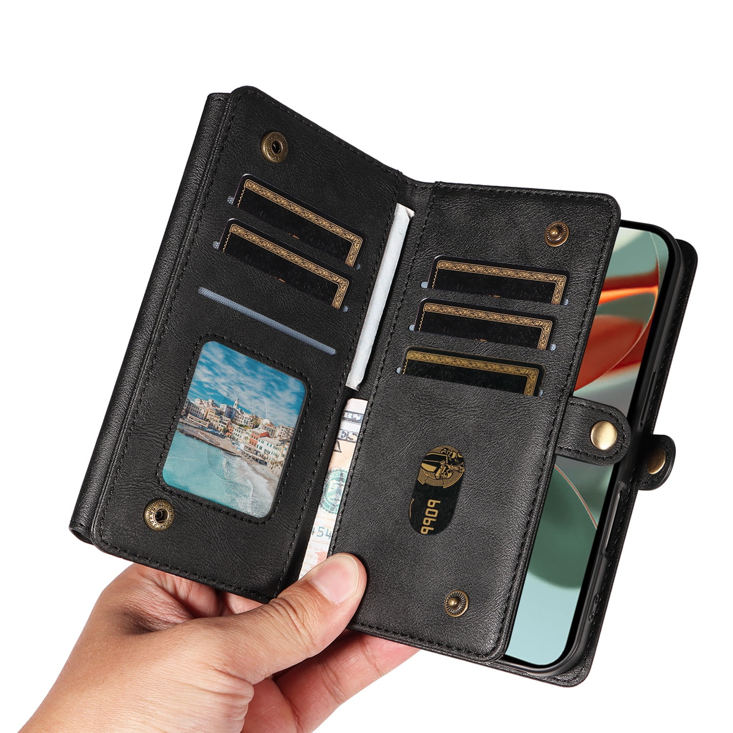 TECH CIRCLE Crossbody Phone Case for Google Pixel 8 with Flip Wallet, RFID Blocking, Compatible with Wireless Charging, PU Leather Heavy-Duty Protective Fold Stand Case, Black