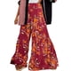 thumbnail image 1 of VISgogo - Pantalones palazzo con cinturón para mujer, pantalones de playa sueltos bohemios de cintura alta con estampado floral/a cuadros/cachemira VISgogo moda, 1 of 4