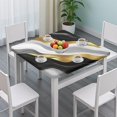 thumbnail image 3 of Black Marble Gold Line Pattern Square Fitted Tablecloth with Elastic Edge,Square Table Cover,Washable Elastic Table Cover for Home Kitchen Party Decor 34"x34", 3 of 6