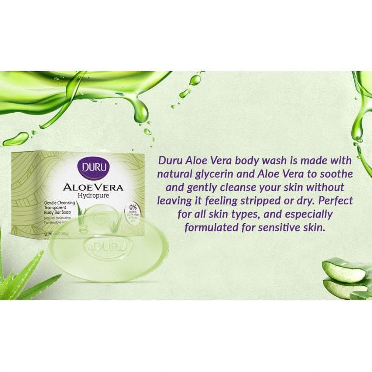Duru Hydropure Aloe Vera Bar Soap - Best Gentle Cleansing Soap Moisturizing Bar Soap Sensitive Skin Body Soap Bar Soap Wash for Women and Men Plant Based Skin Care Products - 3 Pack