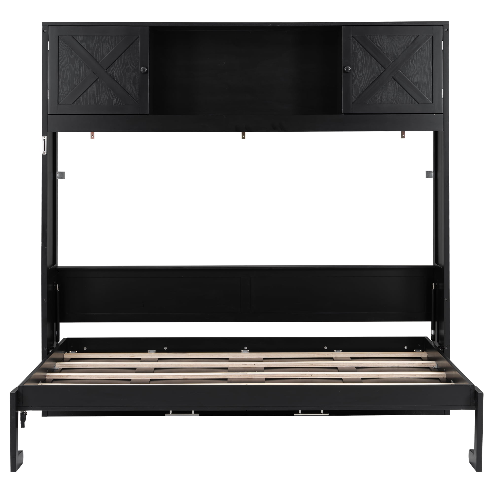 Full Size Murphy Bed with Storage Cabinets for Space-Saving Guest Room