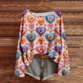 thumbnail image 3 of qucoqpe Valentine's Day Sweatshirts for Women Fashion Casual Heart Printed Round Neck Long Sleeve Loose Pullover Tops, 3 of 5