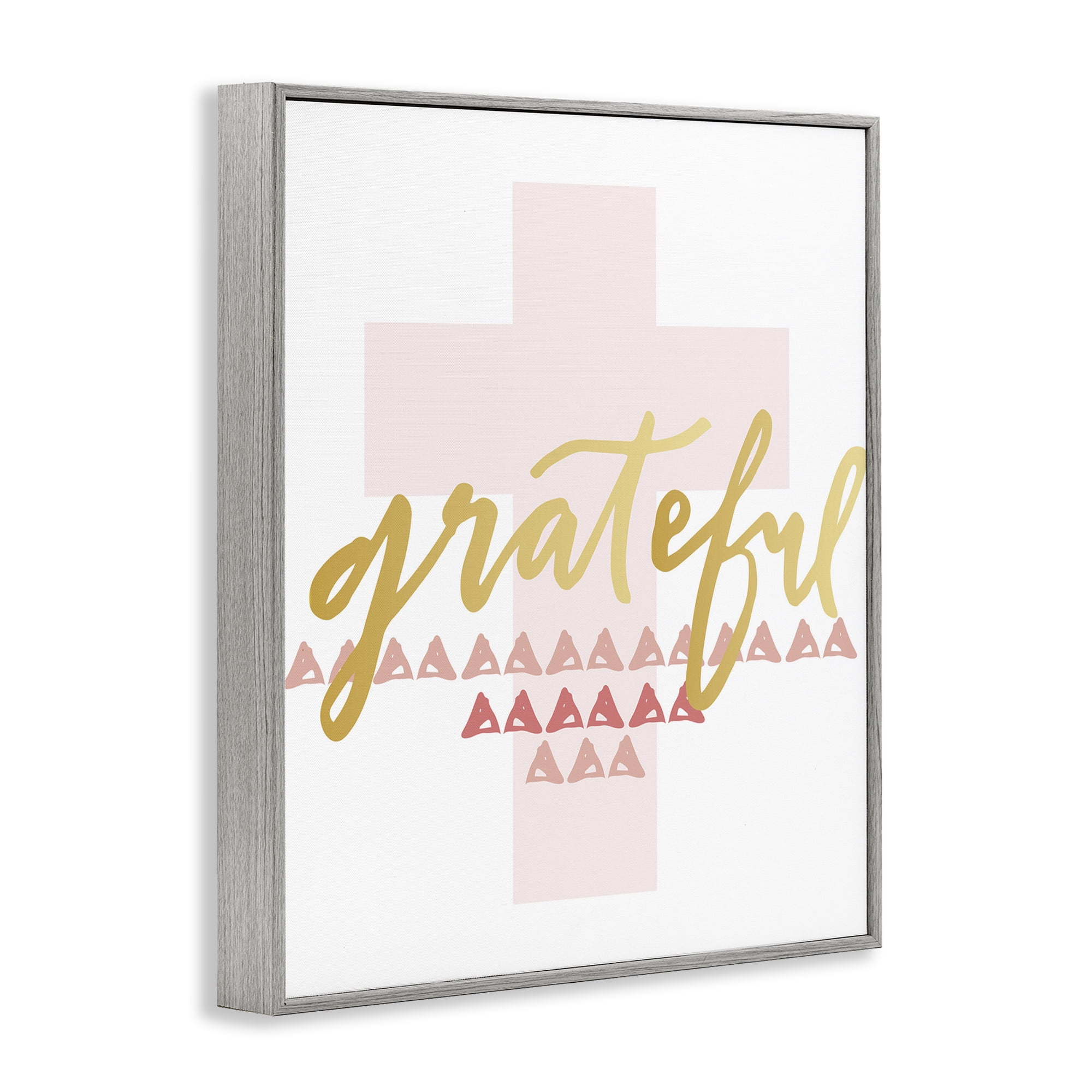 Stupell Industries Grateful over Cross Religious Painting Gray Framed Art Print Wall Art, 11 x 14