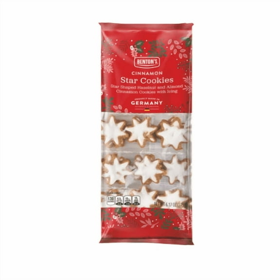 Benton's Cinnamon Star Cookies, Star Shaped, Hazelnut and Almond with Icing, 6.17 oz,2 Pack
