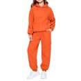 thumbnail image 2 of Cute Sweatshirts Children's Winter Solid Color Long Sleeve Hooded Pockets Sweatshirt Pants Sweatpants Casual Sports Two-piece Set Kids Orange 130, 2 of 9