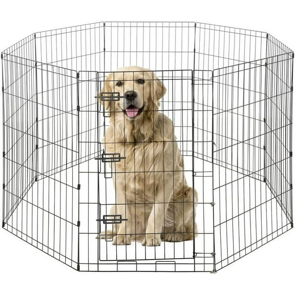 CAPHAUS 36 Inch Height Large Bold Metal Foldable Heavy-Duty Pet Playpen with Door, 8 Panels Included, Indoor/ Outdoor Portable Kennel for Dogs/ Animals, Exercise Fence Cage for Yard, RV, Camping