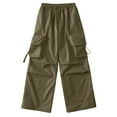 thumbnail image 4 of Women's Cargo Pants Cargo Pants Woman Baggy Pants High Waist Zipper Drawstring With Pockets Cargo Sweatpants Women Green M, 4 of 4