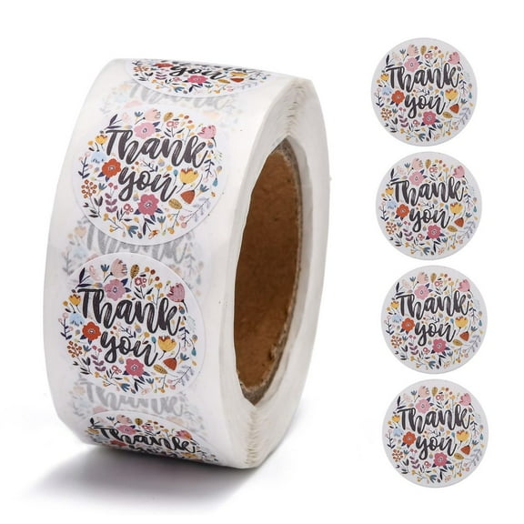 3Roll 1 Inch Thank You Stickers Self-Adhesive Kraft Paper Gift Tag Stickers Adhesive Labels for Festival Christmas Holiday Presents with Word Thank You Colorful Sticker: 25mm 500pcs/roll DIY