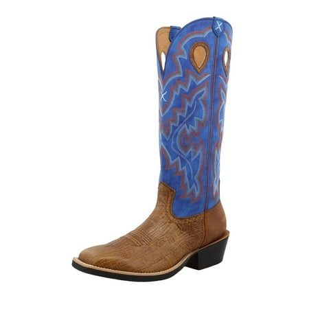 

Twisted X Boots MBK0034 Men s Twisted X Buckaroo Ginger Vamp with 15 Electric Blue Shaft Cowboy Boot Tan 11 EE