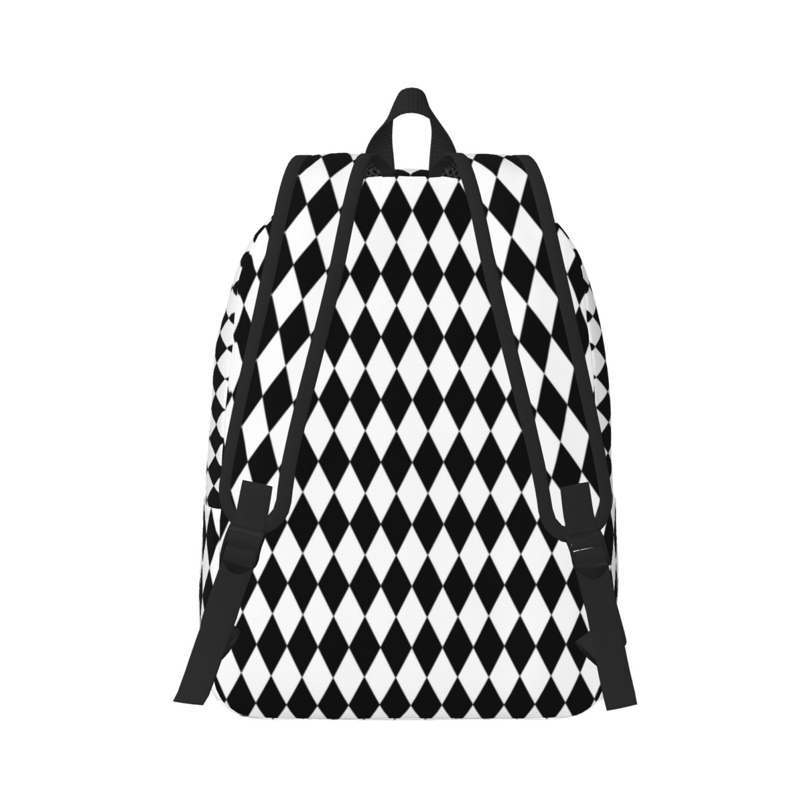 Xecao Black And White Diamonds for Canvas College Laptop Backpack, Durable Rucksack Travel Notebook Bag School Backpack Book Bag for Men Women