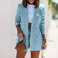 thumbnail image 2 of Vedolay Women Coat Button Down Long Sleeve Soft Blazer Jacket Cardigan Sky Blue,L, 2 of 5