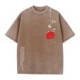 thumbnail image 3 of IWRICH Acid Wash Plus Size Casual T Shirts for Men Baggy Basic Short Sleeve Tees Trendy Graphic Printed Tees Khaki S, 3 of 3
