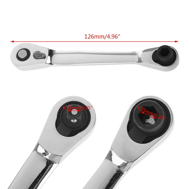 1/4 Inch Square Drive Dual Drive Ratchet - Compact Tool For Tight Spaces
