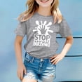 thumbnail image 2 of MEZZALL T-Shirt Imprimé Respirant Décontracté de Mode pour Filles, T-Shirts Graphiques, Hauts, Gris, 6-7 Ans, 2 of 4