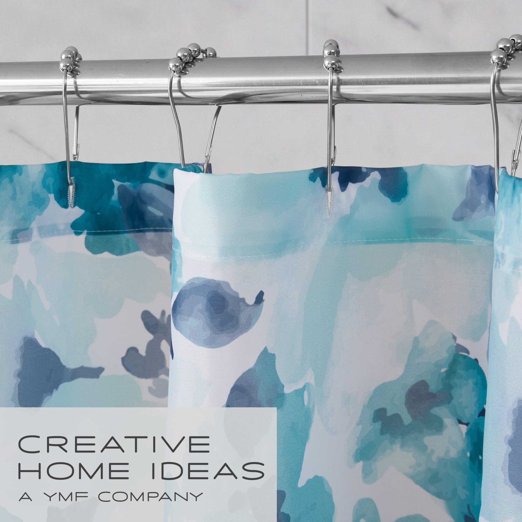 CHI Connolly Shower Curtain with Hooks and Rugs Modern Washable 72" W x 72" L 15-Piece Set